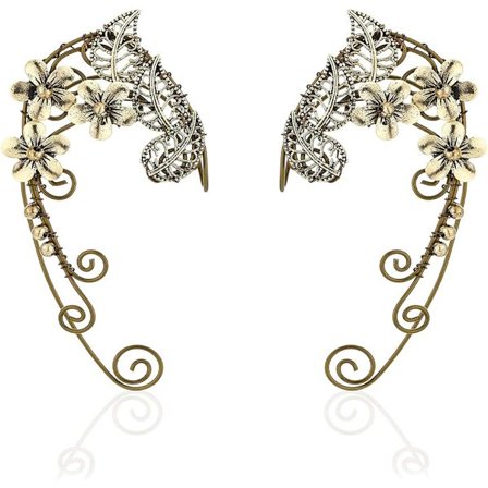 Elven Ear Cuffs för kvinnor. Fairy örhängen Handgjorda färgglada blommor