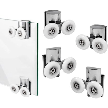 4-delt 23 mm dusjdørruller - Dusjdørruller - 4-8 mm buet