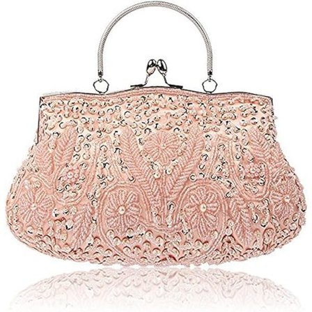 Pärlbroderad paljettblomma aftonväska stor clutch