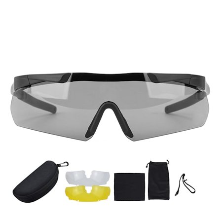 Vindtette Unisex Solbriller med Utbyttbare Linser Sportsbriller Utstyr med Hardt Skallet Bæreveske Svart
