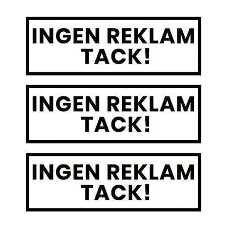3-pakke Ingen reklame Tak klistermærke Decal White 3.5x10.5cm