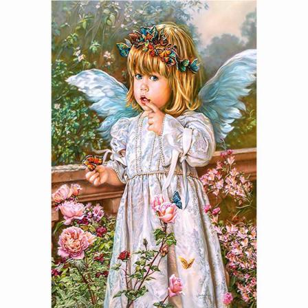 Full 5d Diy Diamond Painting Cross Stitch Angel Girl Rhinestone Som På Bilden 1 40x50cm