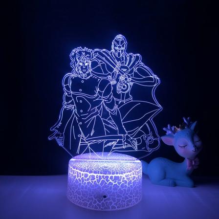 3D Illusion Lampe Anime JoJo's Bizarre Adventure Nattlys med Fjernbetjening til Soveværelse Dekorativ-- Mønster A(Crack Seat)
