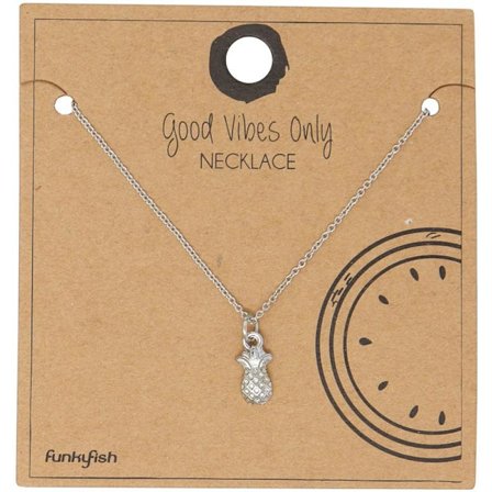 Silver Halsband - Hänge med Ananas / Pineapple i Fint Mönster