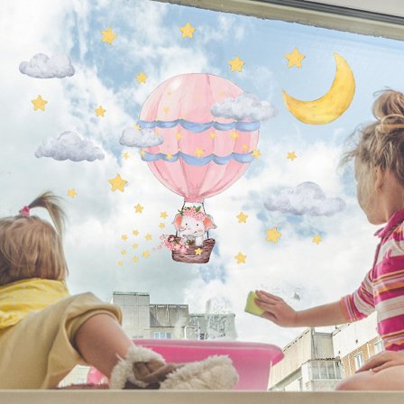 Vindueklistermærker - 1 smuk dekorativ varmluftballon statisk klæbende klistermærker til at forhindre fugle i