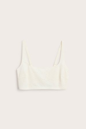 Kappahl | Stanik bez fiszbin, z rozciągliwej koronki. Offwhite S | Offwhite