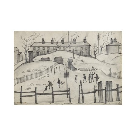 L.S. Lowry Houses In Broughton 1937 Tryck 30cm x 40cm Kräm/Svart