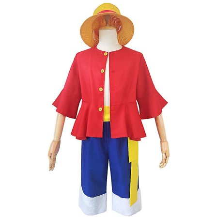 One Piece Anime Monkey D. Luffy Kostyme Outfit Vuxen Cosplay Party Fancy Dress Up Halloween Comic Con Kostyme