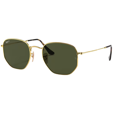 Ray-Ban Hexagonal Polished Arista Gold G-15 Green
