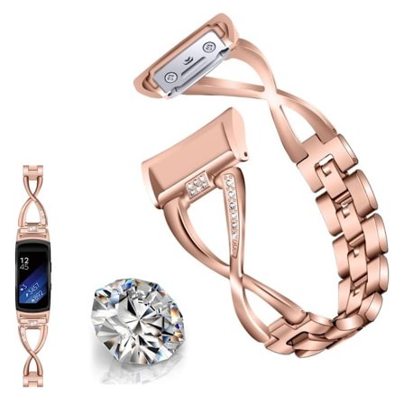 Samsung Gear Fit2 X-shape diamond watch band - Rose Gold