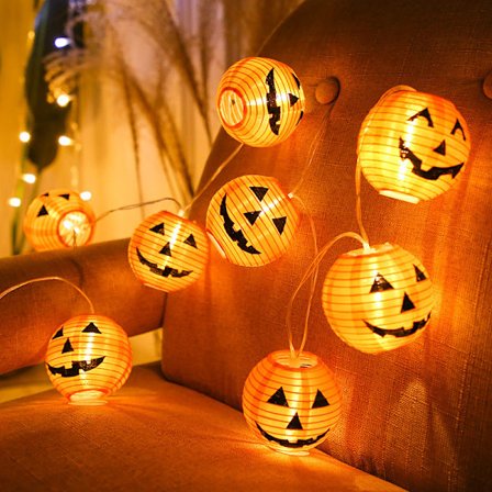 Stor Pumpkins Papperslykta Ljusslinga med 10 LED Halloween