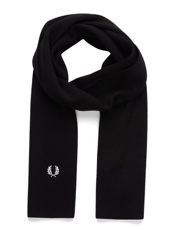 Classic Merino Wool Scarf Black Fred Perry