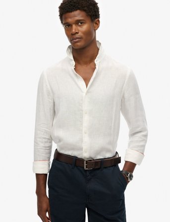 Superdry Vacation L/S Linen Shirt - White - XXXL