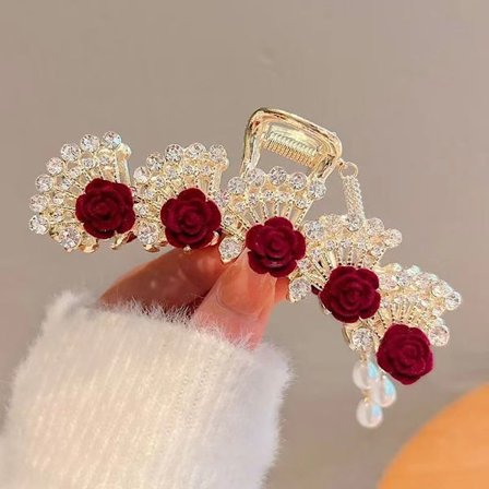 Premium hårklämma Rose Fringe Grab C C