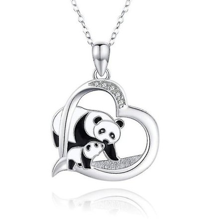 Halsband Söt Panda 925 Sterling Silver Hjärthänge Halsband Söt Panda 925 Sterling Silver Hjärthänge Silver