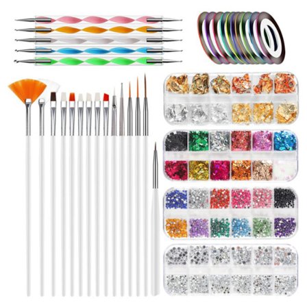 Nagelkonstverktyg Set Dubbelhuvud Rhinestone Point Drill Pen Borstar DIY Manikyr Målningstillbehör