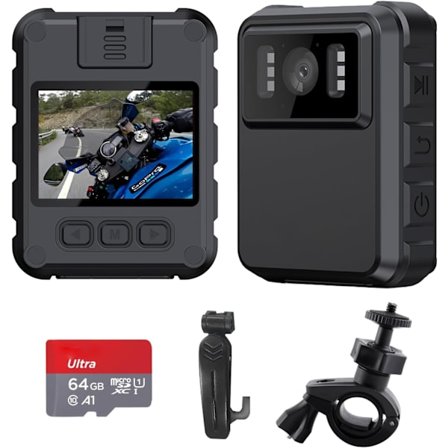 2025 Senaste Modell 1080P Kroppskamera, Kroppsburen Videokamera Inbyggd 64GB, Personlig Bärbar Kamera med 2.0” Skärm, IR Mörkerseende, IP