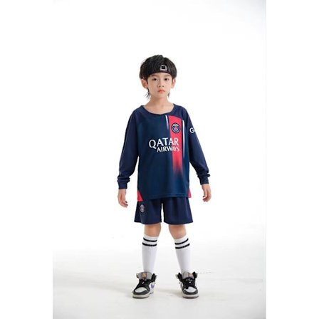 Paris Saint No nummer 2023/2024 Långärmad höst, vinter Hemma Barn Fotbollströja/Shorts/Strumpor Set Ungdom barn Storlekar