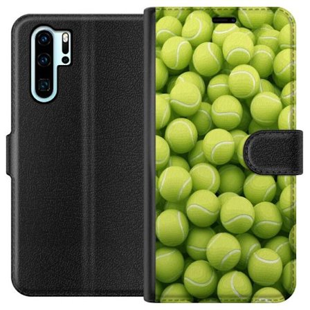 Kompatibel Tegnebogsetui til Huawei Huawei P30 Pro Mønster af grønne tennisbolde i høj detalje, sporty motiv med gentagende tekstur og stærke farv