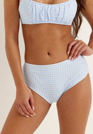 BUBBLEROOM - High Waist Bikini Bottom - Blue/Patterned