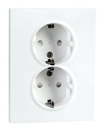 SG Stikkontakt Lav Innfelt Hvit Dobbel m/j 1,5 boks