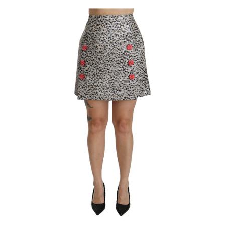 Dolce & Gabbana, Pattern A-line High Waist Skirt Szary, Kobieta, Rozmiar: L