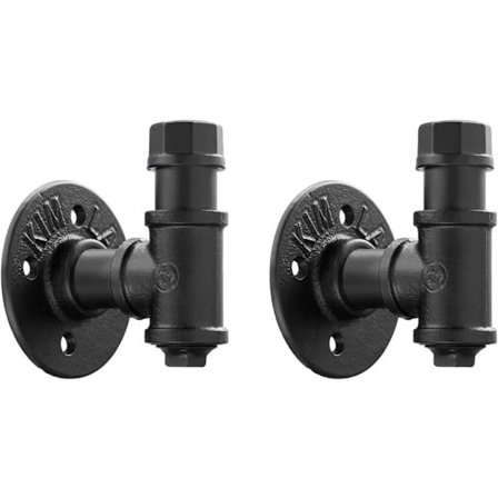 2 kappaletta maalaismainen tyyli teollinen rautaputki naulakko seinälle ripustamiseen, seinään kiinnitettävä vintage-kylpytakki vaateripustin raskas 