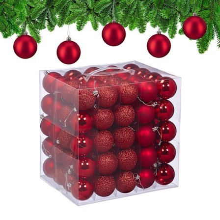 Sæt med juletræskugler, 100 stk., mat/blank/glitter