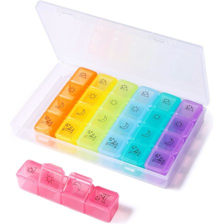 Daglig Veckopillerask, Daglig Pillerask med 28 Fack för Förvaring av Vitaminer, Kosttillskott och Mediciner