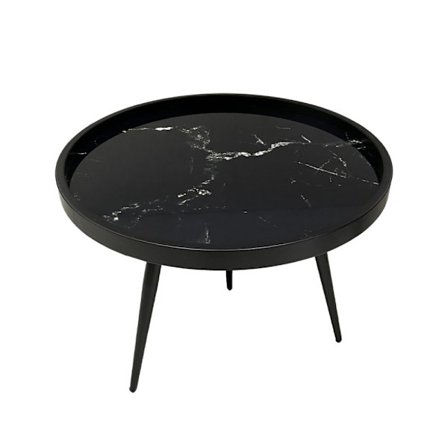 Musta marmorikuvioinen sohvapöytä, 60x60x45 cm