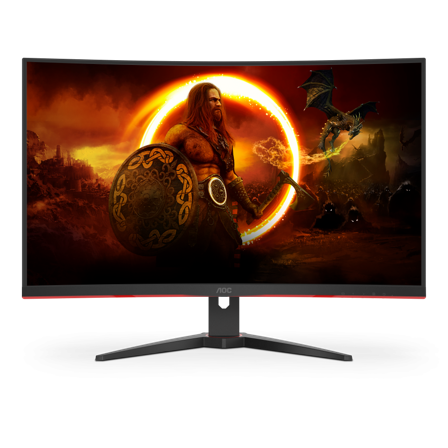 AOC C32G2ZE/BK 31.5" buet 240Hz Full-HD gamingskjerm, 1ms, FreeSync Premium, DisplayPort, HDMI, uten høyttalere