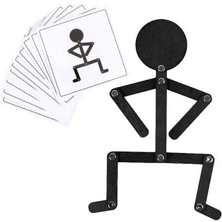 Sportslig træmand til børn, børns kreative håndlavede DIY-undervisningshjælpemidler, tændstikmand bevægelse lille mand