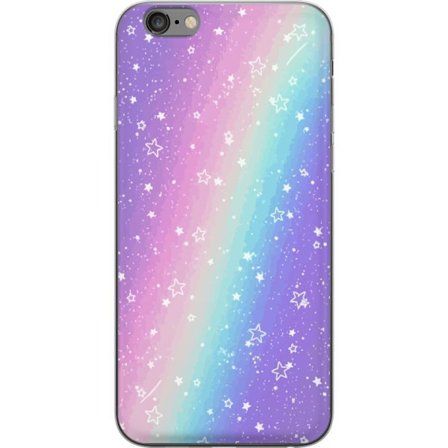 Kompatibel Mobilcover til Apple iPhone 6s Plus Rainbow-farvet pastelbaggrund med hvide stjerner og glitrende prikker i blød overgang