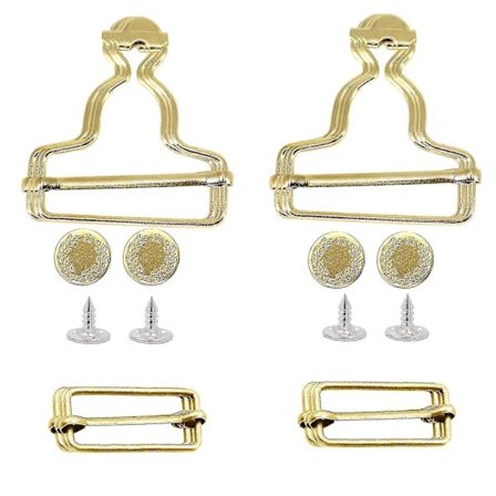 Hängselbyxa Spänne Justerbara Slider Clips Med Jeansknappar Guld 35mm x 4