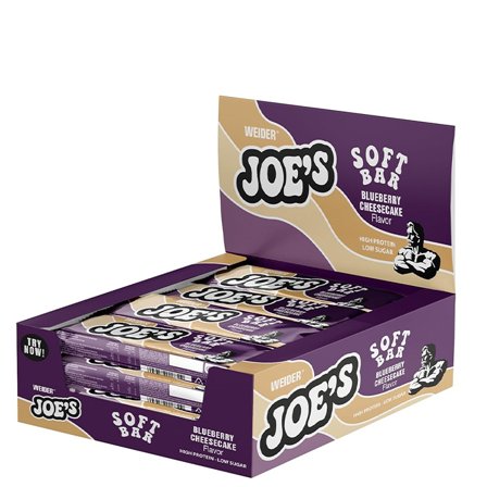 Proteinbars Weider 12 x JOE'S Soft Protein Bar 50 g, Blueberry Cheesecake - Bodyman.dk