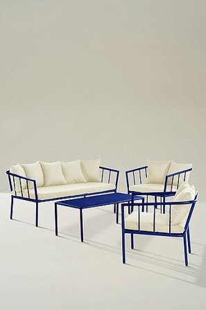 Jotex - Komplet Wypoczynkowy, 4-częściowy Chabrowy - MENTON - Kup Meble ogrodowe do wypoczynku firmy Jotex