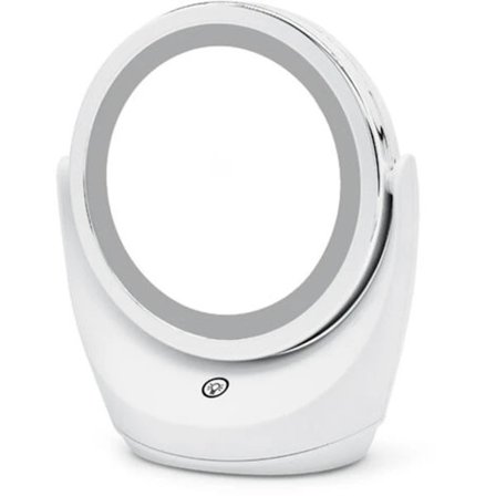 1x / 5X dobbeltsidet forstørrelsesspejl, 360° rotation, 3 niveauer dæmpbar berøringsskærm