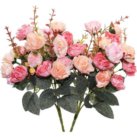 2 stk. kunstige roser, simuleringsbuketter, brukes til fest, bryllup, blomsterdekorasjon, kafédekorasjon