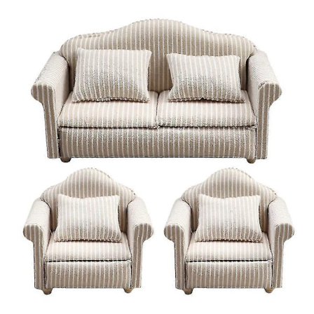 3 stk. Sofa Miniature Sofa Model Dukkehuss Møbler Sofa Miniature Sofa Model Miniature Sofa Pude