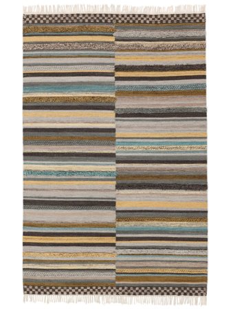 Rayé Petit Otto Tapis - Jaune/Multicolore 140X200 Laine