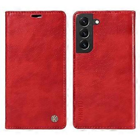 YIKATU YK-006 Kompatibel med Samsung Galaxy S22+ 5G Deksel Litchi Tekstur Ultratynt Kortspor Telefondeksel (Rød)