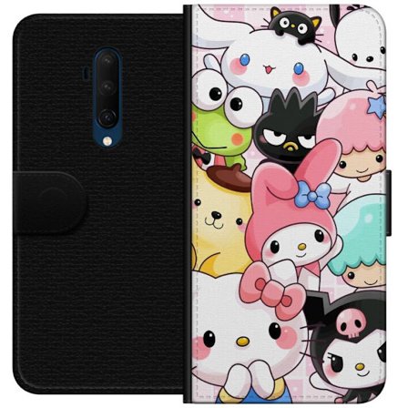 Kompatibelt Lommeboketui til OnePlus 7T Pro Tett mønster av søte figurer med store øyne i ulike farger og uttrykk med LABUBU-tekst