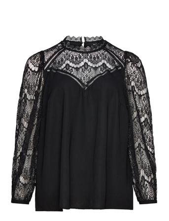 Mlua, L/S, Blouse Bluse Langermet Svart Zizzi*Betinget Tilbud