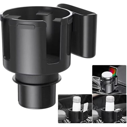 Kopholder-ekspander til bil - Kopholder-ekspander med telefonholder - Kopholder til bil, stor kopholder-adapter til bil 32/40 oz flasker, stor