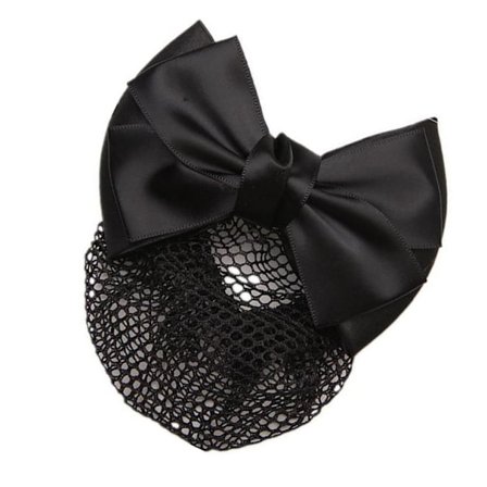 Hårnett med sløyfe Elegant Dame Hårspenne Hårklype Hårknute Deksel for Servitør Sykepleier Svart Sløyfe Nett