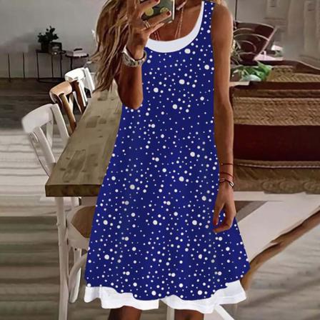 Kvinnor Ärmlös Sommar Beach Sundress Scoop Neck Tank Dress