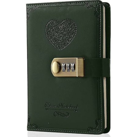 Dagbog med lås til piger - Læderdagbog med kodelås, sød hemmelig notesbog med kombinationslås til voksne kvinder, B6-størrelse 5,3 x 7,8 tommer{FY}