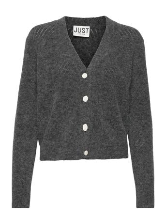 Rebelo Stitch Cardigan Strikkegenser Cardigan Svart Just Female