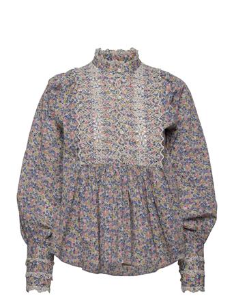 Cotton Slub Blouse Blus Långärmad Multi/mönstrad By Ti Mo