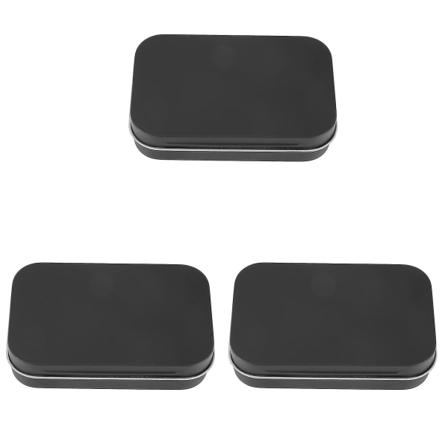 3 stk 95x60x21mm Svart Tinboks Svart Metallboks Med Matt Godteriboks Liten Boks